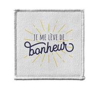 Ecusson Thermocollant Vetement 7x7cm - Je me Lève de Bonheur Humour Blague - Patch a Repasser pour Reparation ou Customisation T-shirt Sac Jeans Imprime en France