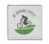Ecusson Thermocollant Vetement 7x7cm - Je Voyage Green Vélo Voyage VTT Nature - Patch a Repasser pour Reparation ou Customisation T-shirt Sac Jeans Imprime en France