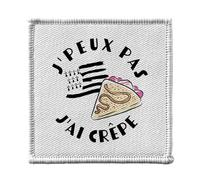 Ecusson Thermocollant Vetement 7x7cm - J'Peux Pas J'ai Crêpe Bretagne Terroir Nourriture - Patch a Repasser pour Reparation ou Customisation T-shirt Sac Jeans Imprime en France