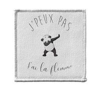 Ecusson Thermocollant Vetement 7x7cm - J'Peux Pas J'Ai La Flemme Humour Dessin le Dab du Panda Animaux - Patch a Repasser pour Reparation ou Customisation T-shirt Sac Jeans Imprime en France