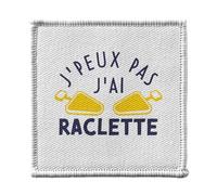 Ecusson Thermocollant Vetement 7x7cm - J'Peux Pas J'ai Raclette Fromage Montagne Ski Savoie - Patch a Repasser pour Reparation ou Customisation T-shirt Sac Jeans Imprime en France