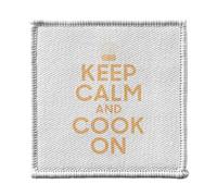Ecusson Thermocollant Vetement 7x7cm - Keep Calm and Cook On Cuisine Chef Angleterre - Patch a Repasser pour Reparation ou Customisation T-shirt Sac Jeans Imprime en France