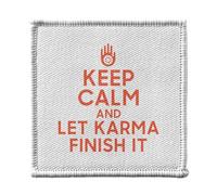 Ecusson Thermocollant Vetement 7x7cm - Keep Calm and Let Karma Finish It Inde Yoga Meditation - Patch a Repasser pour Reparation ou Customisation T-shirt Sac Jeans Imprime en France