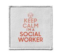 Ecusson Thermocollant Vetement 7x7cm - Keep Calm I'm a Social Worker Parodie Métier Job - Patch a Repasser pour Reparation ou Customisation T-shirt Sac Jeans Imprime en France