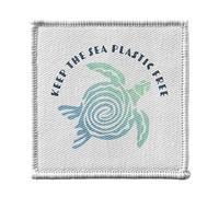 Ecusson Thermocollant Vetement 7x7cm - Keep the Sea Plastic Free Environnement Mer Tortue - Patch a Repasser pour Reparation ou Customisation T-shirt Sac Jeans Imprime en France