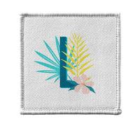 Ecusson Thermocollant Vetement 7x7cm - L Lara Lea Lola Lettre Prénom Fleurs Tropicale Exotique - Patch a Repasser pour Reparation ou Customisation T-shirt Sac Jeans Imprime en France