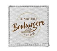 Ecusson Thermocollant Vetement 7x7cm - La Meilleure Boulangere du Monde Artisan Boulangerie Patisserie Pain - Patch a Repasser pour Reparation ou Customisation T-shirt Sac Jeans Imprime en France
