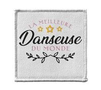 Ecusson Thermocollant Vetement 7x7cm - La Meilleure Danseuse du Monde Salsa Jazz Rock Classique Art Musique - Patch a Repasser pour Reparation ou Customisation T-shirt Sac Jeans Imprime en France