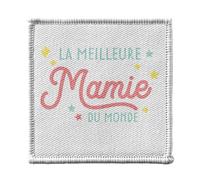 Ecusson Thermocollant Vetement 7x7cm - La Meilleure Mamie du Monde Famille Grand Mère - Patch a Repasser pour Reparation ou Customisation T-shirt Sac Jeans Imprime en France