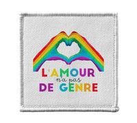 Ecusson Thermocollant Vetement 7x7cm - L'amour n'a pas de Genre LGBTQ+ Gay Lesbien - Patch a Repasser pour Reparation ou Customisation T-shirt Sac Jeans Imprime en France