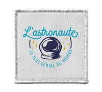 Ecusson Thermocollant Vetement 7x7cm - L'astronaute Le Plus Génial du Monde Astronomie Ciel Etoile Passion Métier Fusée Espace - Patch a Repasser pour Reparation ou Customisation T-shirt Sac Jeans