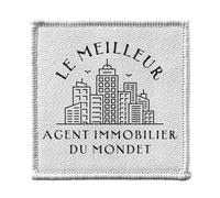 Ecusson Thermocollant Vetement 7x7cm - Le Meilleur Agent Immobilier du Monde Commercial Immobilier Vente Maison Appartement - Patch a Repasser pour Reparation ou Customisation T-shirt Sac Jeans