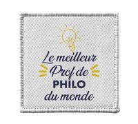Ecusson Thermocollant Vetement 7x7cm - Le Meilleur Prof de Philo du Monde Philosophie Professeur Lycee Universite - Patch a Repasser pour Reparation ou Customisation T-shirt Sac Jeans Imprime en