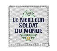 Ecusson Thermocollant Vetement 7x7cm - Le Meilleur Soldat du Monde Armée de Terre Militaire Guerre - Patch a Repasser pour Reparation ou Customisation T-shirt Sac Jeans Imprime en France