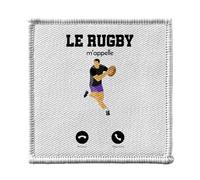 Ecusson Thermocollant Vetement 7x7cm - Le Rugby M'Appelle Sport Passion - Patch a Repasser pour Reparation ou Customisation T-shirt Sac Jeans Imprime en France