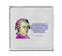 Ecusson Thermocollant Vetement 7x7cm - Le Vrai Génie Sans Coeur Est Un Non-sens Mozart Citation Musique Créativité - Patch a Repasser pour Reparation ou Customisation T-shirt Sac Jeans Imprime en