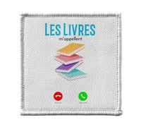 Ecusson Thermocollant Vetement 7x7cm - Les Livres M'Appellent Passion Lecture - Patch a Repasser pour Reparation ou Customisation T-shirt Sac Jeans Imprime en France