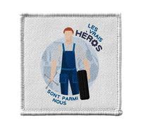 Ecusson Thermocollant Vetement 7x7cm - Les Vrais Héros - Mécanicien Garagiste Métier Manuel Patch a Repasser pour Reparation ou Customisation T-shirt Sac Jeans Imprime en France