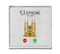 Ecusson Thermocollant Vetement 7x7cm - L'Espagne M'Appelle Barcelone Sagrada Familia - Patch a Repasser pour Reparation ou Customisation T-shirt Sac Jeans Imprime en France