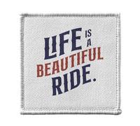 Ecusson Thermocollant Vetement 7x7cm - Life is a Beautiful Ride Motorcycle Big Bike Cafe Racer - Patch a Repasser pour Reparation ou Customisation T-shirt Sac Jeans Imprime en France