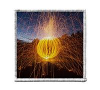 Ecusson Thermocollant Vetement 7x7cm - Light Painting Boule de Feu Lumiere Abstrait Nature - Patch a Repasser pour Reparation ou Customisation T-shirt Sac Jeans Imprime en France
