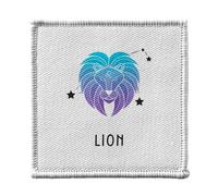 Ecusson Thermocollant Vetement 7x7cm - Lion Signe Astrologie Prevision Stellaire Céleste Solaire Sideral Etoile - Patch a Repasser pour Reparation ou Customisation T-shirt Sac Jeans Imprime en France