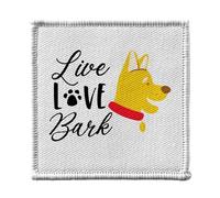 Ecusson Thermocollant Vetement 7x7cm - Live Love Bark Dog Pets - Patch a Repasser pour Reparation ou Customisation T-shirt Sac Jeans Imprime en France