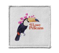 Ecusson Thermocollant Vetement 7x7cm - Love Pelicans Parodie Collage Vintage Illustration Art Animal Toucan Humour Blague - Patch a Repasser pour Reparation ou Customisation T-shirt Sac Jeans Imprime