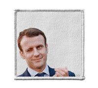 Ecusson Thermocollant Vetement 7x7cm - Macron Clin d'Oeil President France Humour Meme - Patch a Repasser pour Reparation ou Customisation T-shirt Sac Jeans Imprime en France