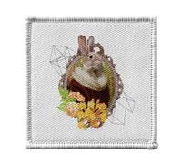 Ecusson Thermocollant Vetement 7x7cm - Madame Lapin Portrait Fleurs Collage Art Surréalisme 1920 - Patch a Repasser pour Reparation ou Customisation T-shirt Sac Jeans Imprime en France