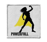Ecusson Thermocollant Vetement 7x7cm - Maman Powerfull Super Héros Femme Cape Jaune - Patch a Repasser pour Reparation ou Customisation T-shirt Sac Jeans Imprime en France
