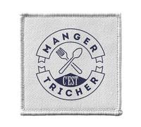 Ecusson Thermocollant Vetement 7x7cm - Manger c'est Tricher Soirée Apéro Alcool - Patch a Repasser pour Reparation ou Customisation T-shirt Sac Jeans Imprime en France