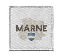 Ecusson Thermocollant Vetement 7x7cm - Marne Departement 51 Chalons en Champagne Carte Ancienne - Patch a Repasser pour Reparation ou Customisation T-shirt Sac Jeans Imprime en France
