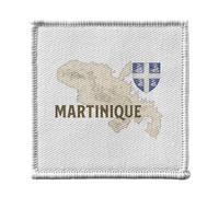 Ecusson Thermocollant Vetement 7x7cm - Martinique 972 Departement Fort de France Carte Ancienne Rare - Patch a Repasser pour Reparation ou Customisation T-shirt Sac Jeans Imprime en France