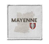 Ecusson Thermocollant Vetement 7x7cm - Mayenne 53 Departement Laval Carte Ancienne Pays de Loire - Patch a Repasser pour Reparation ou Customisation T-shirt Sac Jeans Imprime en France