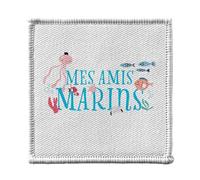 Ecusson Thermocollant Vetement 7x7cm - Mes Amis Marins Animaux Aquatique Dessin Illustration - Patch a Repasser pour Reparation ou Customisation T-shirt Sac Jeans Imprime en France