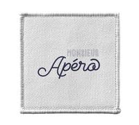 Ecusson Thermocollant Vetement 7x7cm - Monsieur Apéro Alcool Apéritif Soirée - Patch a Repasser pour Reparation ou Customisation T-shirt Sac Jeans Imprime en France