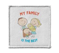 Ecusson Thermocollant Vetement 7x7cm - My Family is the Best Dad Mom Child - Patch a Repasser pour Reparation ou Customisation T-shirt Sac Jeans Imprime en France