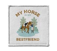 Ecusson Thermocollant Vetement 7x7cm - My Horse is My Bestfriend Horseback riding - Patch a Repasser pour Reparation ou Customisation T-shirt Sac Jeans Imprime en France