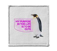 Ecusson Thermocollant Vetement 7x7cm - My Purpose Pingouin Cute Collage Vintage Illustration Art Animal Parodie Humour - Patch a Repasser pour Reparation ou Customisation T-shirt Sac Jeans Imprime en