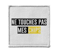 Ecusson Thermocollant Vetement 7x7cm - Ne Touches Pas Mes Chips Humour Drole Apero - Patch a Repasser pour Reparation ou Customisation T-shirt Sac Jeans Imprime en France