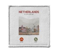 Ecusson Thermocollant Vetement 7x7cm - Netherlands Is Calling Me Amsterdam Architecture Travel - Patch a Repasser pour Reparation ou Customisation T-shirt Sac Jeans Imprime en France