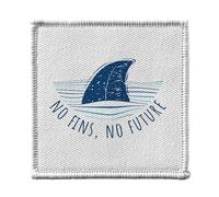 Ecusson Thermocollant Vetement 7x7cm - No Fins, No Future Ecology Shark Sea - Patch a Repasser pour Reparation ou Customisation T-shirt Sac Jeans Imprime en France