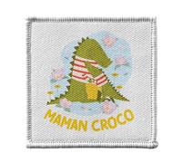 Ecusson Thermocollant Vetement 7x7cm - Odile la Maman Crocodile Dessin Illustration - Patch a Repasser pour Reparation ou Customisation T-shirt Sac Jeans Imprime en France