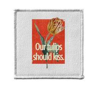 Ecusson Thermocollant Vetement 7x7cm - Our Tulips Should Kiss Humour Zoomers Collage Botanique Nature Fleurs Vintage Jeux de Mot - Patch a Repasser pour Reparation ou Customisation T-shirt Sac Jeans