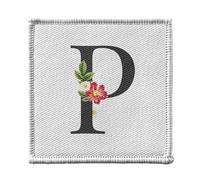 Ecusson Thermocollant Vetement 7x7cm - P Pauline Patricia Lettre Alphabet Prénom Fleurs - Patch a Repasser pour Reparation ou Customisation T-shirt Sac Jeans Imprime en France