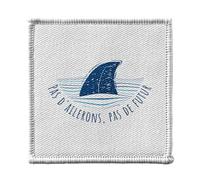 Ecusson Thermocollant Vetement 7x7cm - Pas d'ailerons, pas de futur Écologie Mer Requin - Patch a Repasser pour Reparation ou Customisation T-shirt Sac Jeans Imprime en France