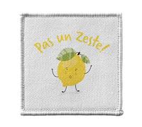 Ecusson Thermocollant Vetement 7x7cm - Pas un Zeste Mignon Humour Jeu de Mot Citron - Patch a Repasser pour Reparation ou Customisation T-shirt Sac Jeans Imprime en France