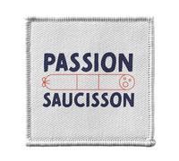 Ecusson Thermocollant Vetement 7x7cm - Passion Saucisson Charcuterie France Apéro - Patch a Repasser pour Reparation ou Customisation T-shirt Sac Jeans Imprime en France