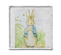 Ecusson Thermocollant Vetement 7x7cm - Petter Rabbit Dans Son Jardin Pierre Lapin Illustration Enfant Beatrice Potter - Patch a Repasser pour Reparation ou Customisation T-shirt Sac Jeans Imprime en